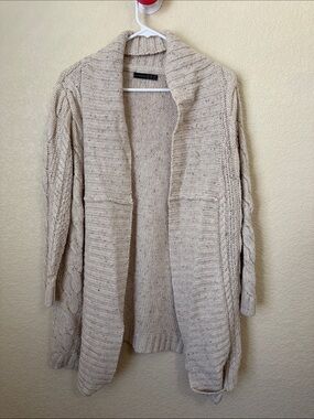 Atmosphere Cream Cable-Knit Open-Front Cardigan